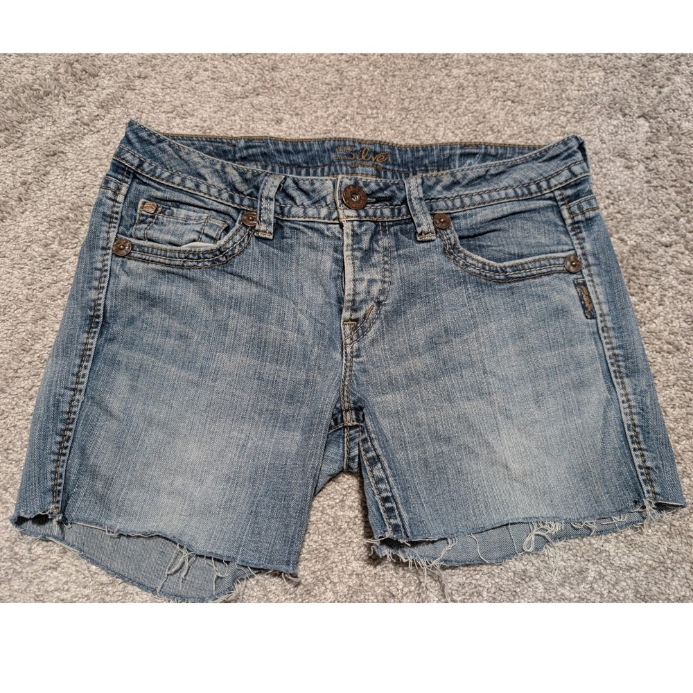 Silver Jeans Co Shorts Womens 30 Blue Denim Cut Off Mid Rise Medium Wash Y2K